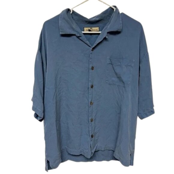 Tommy Bahama 100% Silk Mens Light Blue Button Down Short Sleeve Shirt size XL - Picture 1 of 5